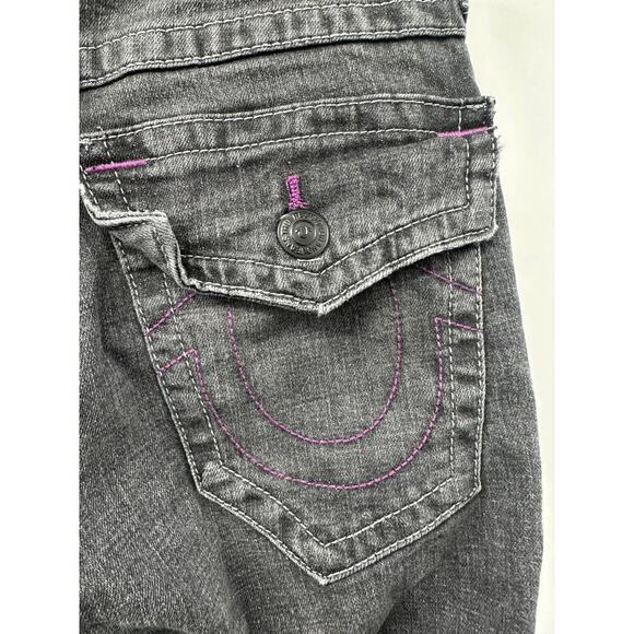 True Religion Men's Ricky Relaxed Straight Black & Purple Distressed Jeans 29x32 - Picture 8 of 8